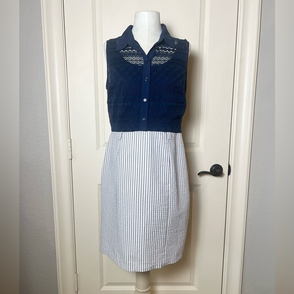 Alyx Dresses & Skirts - ALYX dress navy blue lace top with white and blue pin striped skirt